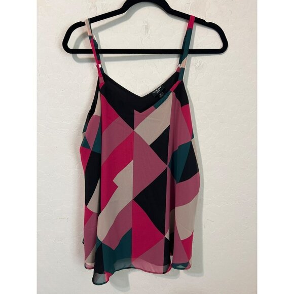 Torrid Sz 00 (US M/L Sz 10) Geo Novelty Print Tank Double Layer Flowy Lined - Picture 1 of 7